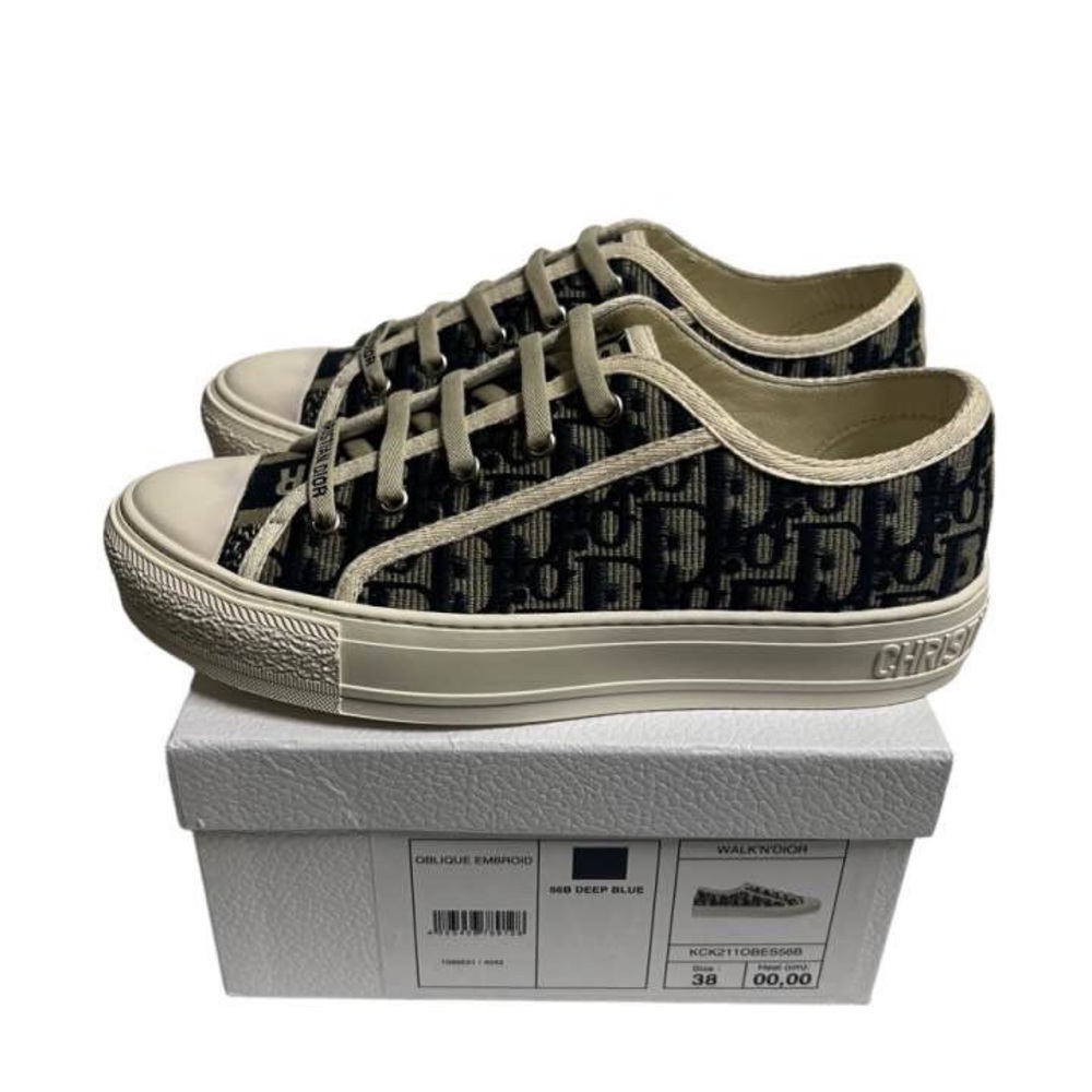 Dior Walk N Dior Blue Cream White IT38 W38 Women Low Trainers Deep Blue Size 8